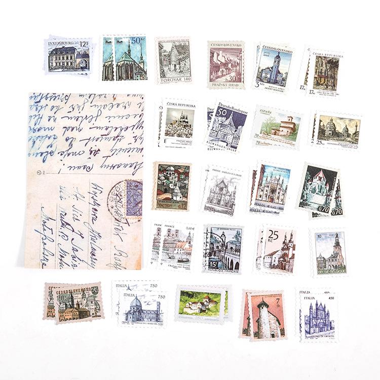 46 pcs Vintage stamp style Stickers pack Decorative Hand Account Diary Album handmade Diy Scrapbooking accessories
