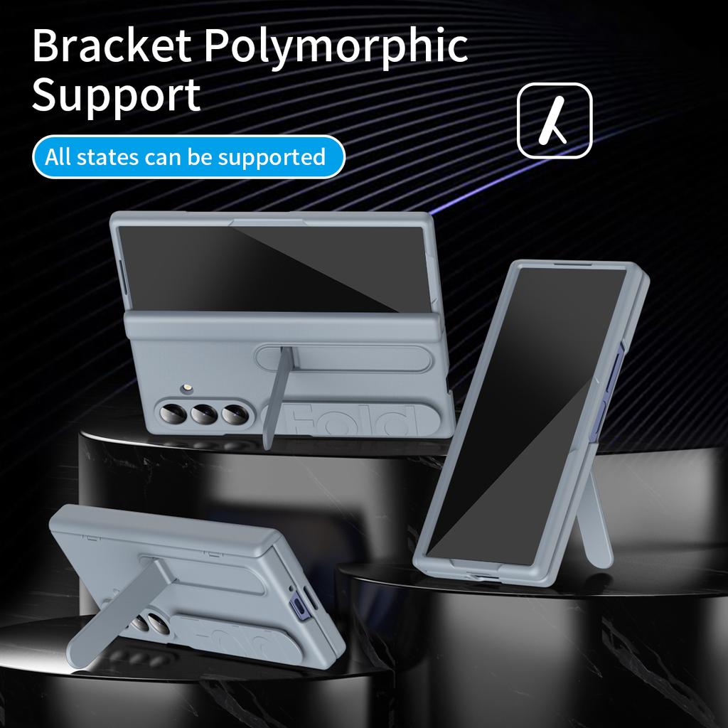 Husă pentru Samsung Galaxy Z Fold7 5G cu Folie de Sticlă Securizată Brățară de Silicon Suport PC Acoperire Telefon