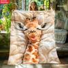 1pc 2D Flat Cute Furry Giraffe Print Portable Flannel Blanket Lightweight Warm Throw For Travel Camping Sofa Bed Office Decor