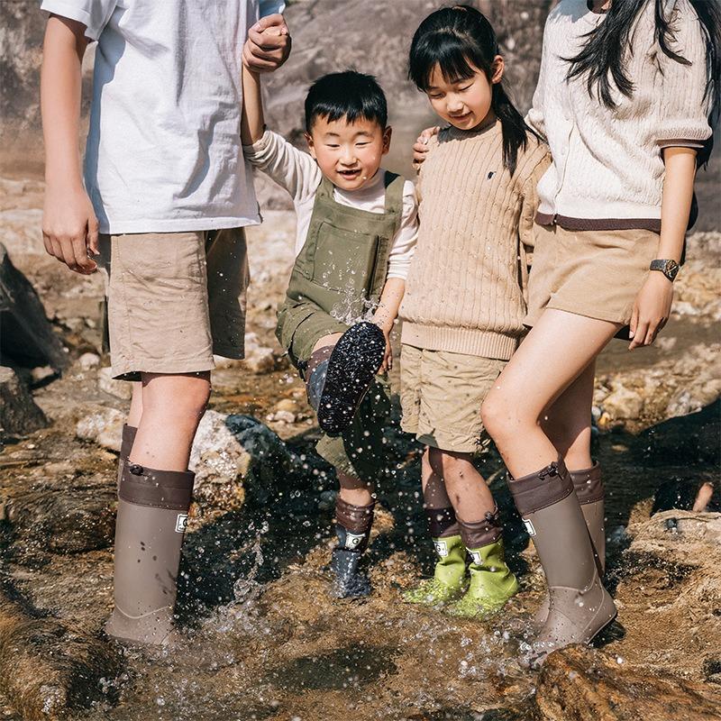 Bundle mouth waterproof shoes children wading rain shoes forest baby stepping on puddles mud pit non-slip foldable women's middle school rain boots
