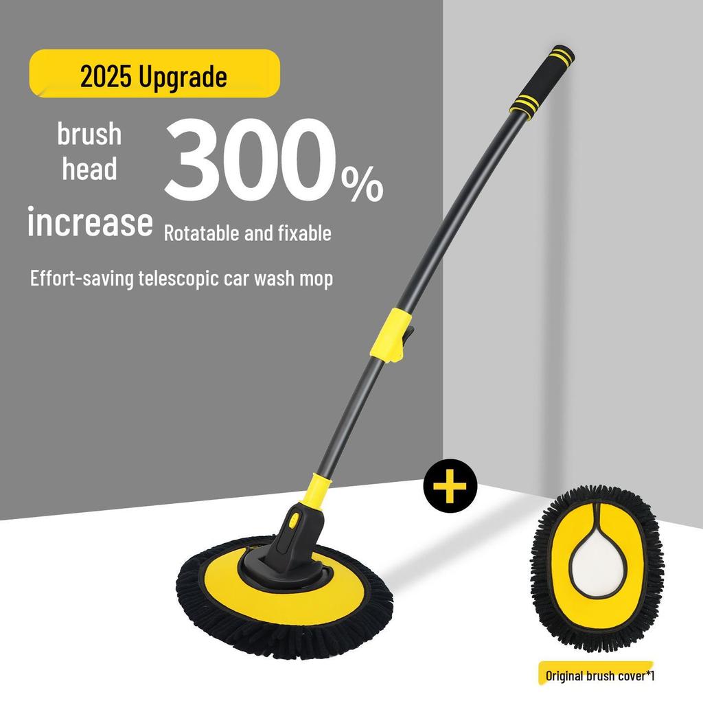Curved Soft Bristle Telescopic Car Wash Mop & Brush