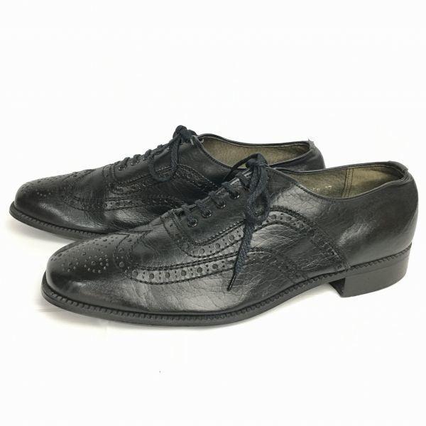 70s-80s Vintage ARISTOKRAT OLD GOLD Full Brogue Wingtip Size 10.5 28.0-28.5 Black