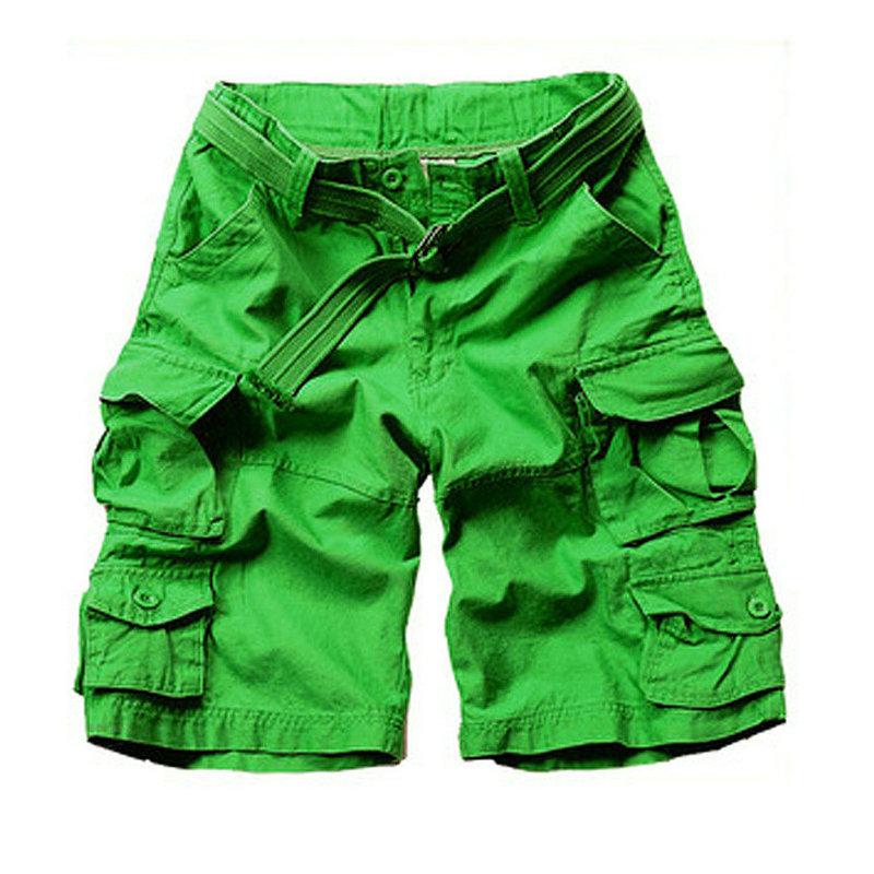 2026 New Fashion Military Cargo Shorts Men High Quality Cotton Casual Multi-pocket Men's Summer Shorts ( With Belt )