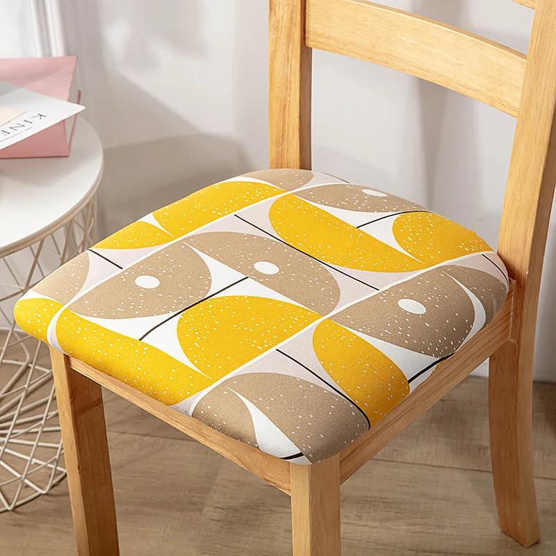 Stretch Printed Chair Seat Cushion Covers For Dining Room Chair Cover For Wedding Banquet Seat Chair Slipcover Home Decor