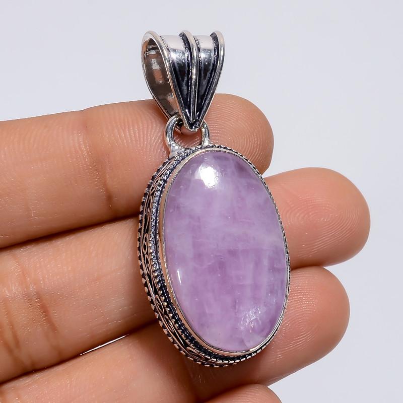 

Classic Top Grade Qualite 100% Natural Pink Kunzite Oval Shape Vintage Style Handmade Jewelry 925 Steling Silver Plated Pendant 1.7 WSJ4847 1.7