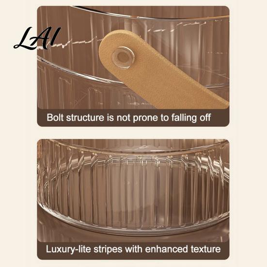 Thickened Ice Bucket with Faux Leather Handle Plastic Beer Wine Cooler Durable for Party Clear Beverage Container Outdoor Picnic Bar KTV