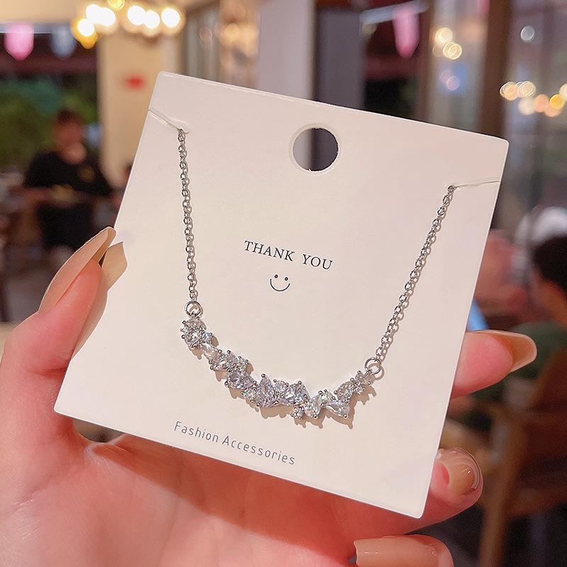 Light Luxury Niche Titanium Steel Necklace Women's Senior Design Sense Zircon Bow Clavicle Chain Neck Chain
