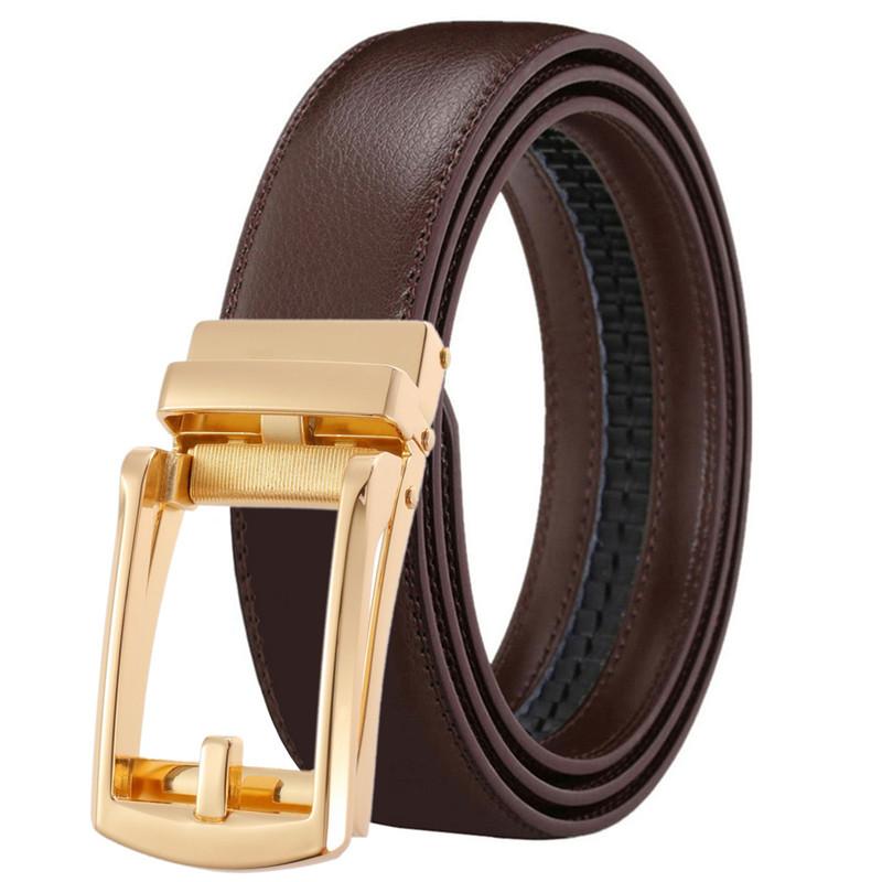 3.1cm Men's Belt Male Hollowed Out Gold Color Automatic Buckle Genuine Leather Belt for Men Strap Men Belt Cummerbunds Wedding