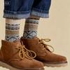 Autumn Crew Breathable Knitted Geometry Pattern Warm Ladies Terry Wool Socks