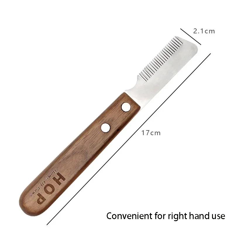 Handle Dog Stainless Steel Brushes Grooming Combs for Dog Pets Comb Coat Stripping Knife Stripper Trimmer Wooded Cleaning Tool
