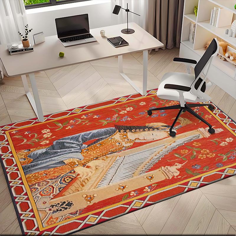 1pc Medieval Period Art Court Carpet Rug for Living Room Bedroom Home Sofa Decoration,Kids Play Non-slip Floor Mat