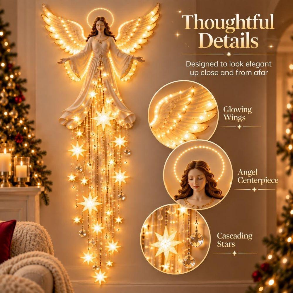 Glowing Angel Blessing Starfall Wall Light LED Light Heavenly Christmas Wall Decor Home Decoration