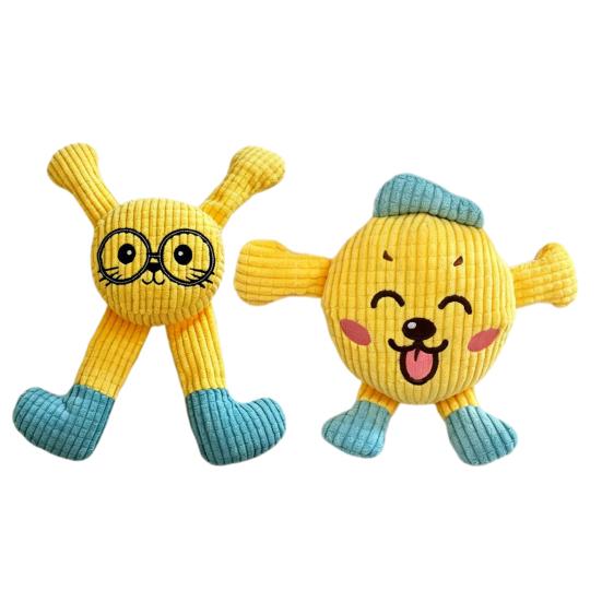 Stuffed Animals for Pet Entertainment Squeaky Plush Dog Chew Toy, Cartoon Cat/Dog Shape, Interactive Teeth Playful Doll Pets Grinding And
