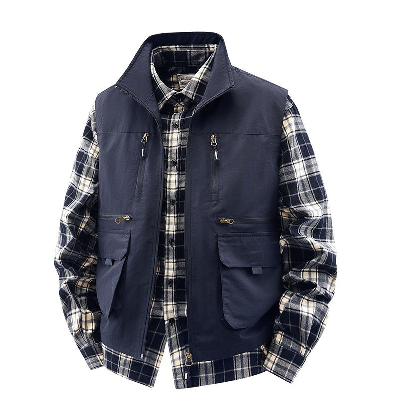 Arbeitsweste mit mehreren Taschen für Herren, dünn, für Outdoor-Aktivitäten, Angelweste, Weste für Herren, Werbe-Clip-Jacke