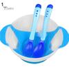 Puntos Kids Baby Child Suction Cup Training Feeding Bowl + Spoon + Fork Tableware Set
