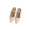 Flat bottom pleated temperament bag head half slippers women's shoes outer wear 2025 summer with skirt Mary Jane half tray single shoes
