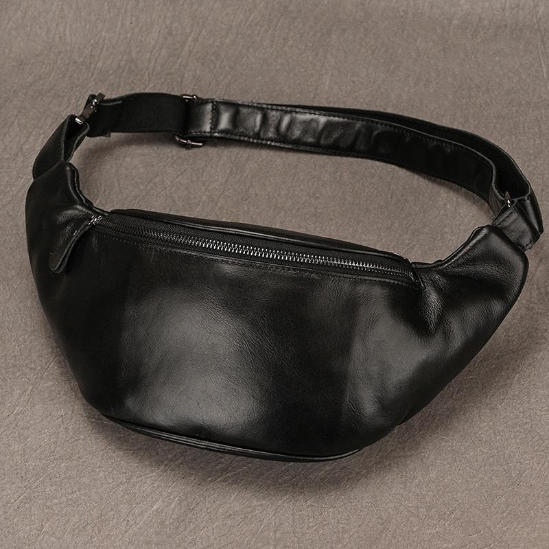Real Leather Wait Bag Summer Outdoor Walking Bag Portable Waist Packs Crazy horse leather male fanny pack sling bag chest bag