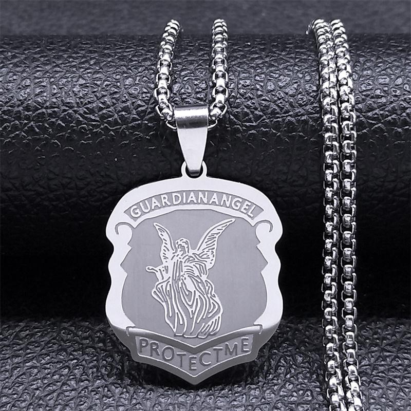 Holy Family Stainless Steel Archangel Michael Guardian Angel Necklaces Gabriel Necklace Sacred Heart of Jesus Jewelry N2940S02