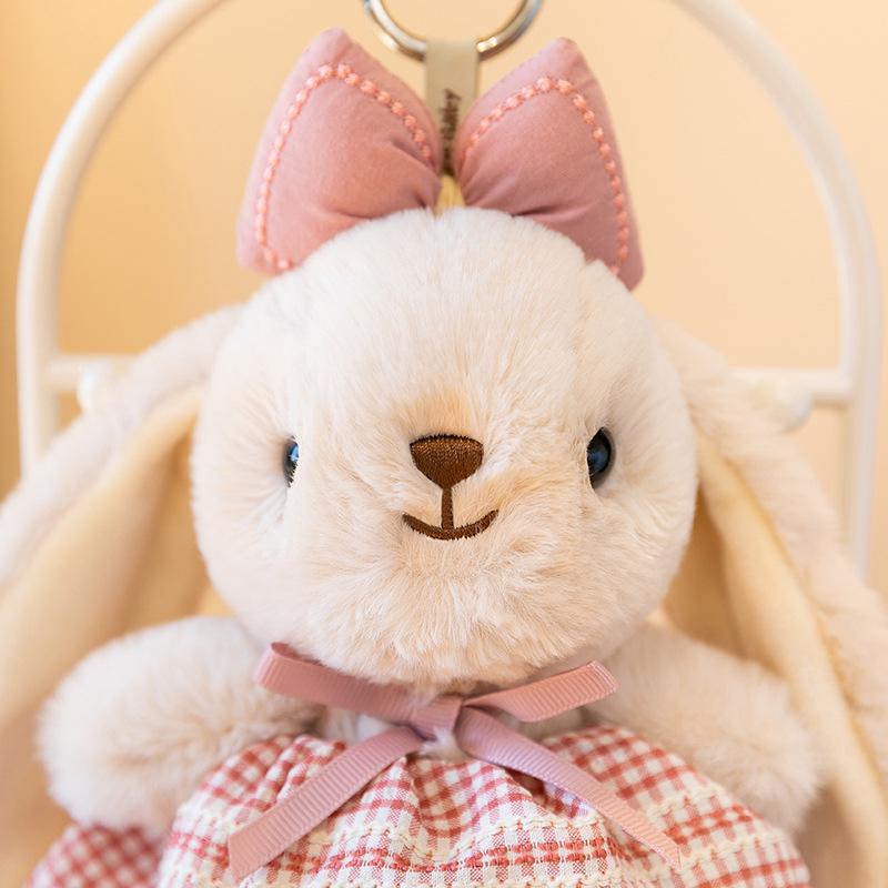 Plaid Skirt Lily Rabbit Doll: Cute Pendant Plush Toy & Girl's Bag Charm