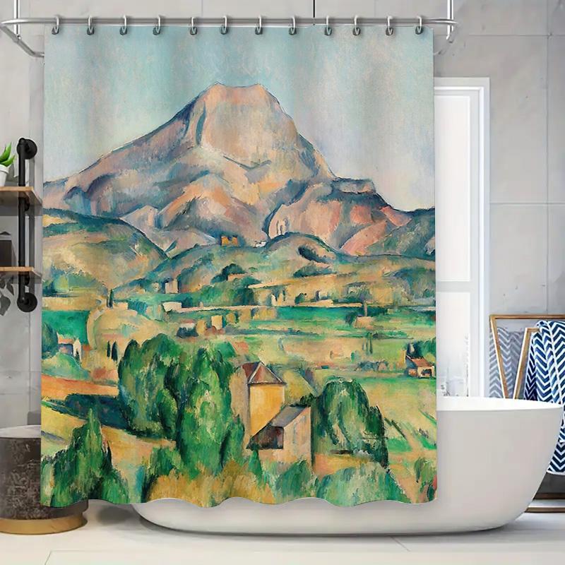 

Vintage Landscape Shower Curtain Artistic Provence Farmhouse Bathroom Decor Rustic Nature Wall Tapestry Scenic Home Accent W60H190(CM)-1 Pcs