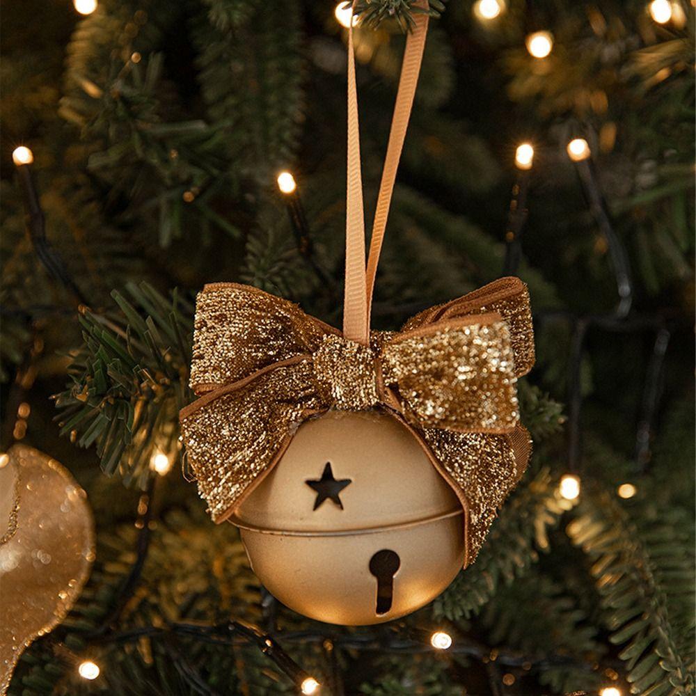 Iron Christmas Chime Bell Retro Christmas Tree Hanging Bells Window Display Pendant