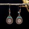 Bohemian Ethnic Style Retro Personality Jewelry Hollow Water Drop-Shaped Alloy Point Drill Long Earrings Women'S Earrings