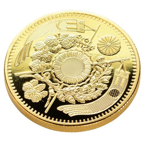 Reprint of a modern coin, Meiji 4 (1871) 10-yen gold coin, gold plated, proof finish