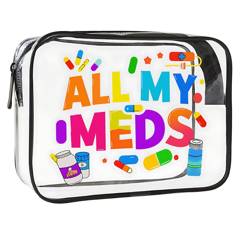 Medicine Cosmetic Bag Women Large Capacity Travel Organizer Easy Wipe Clean Toiletry Pouch Daily Use Trip Toiletry Travel Bag