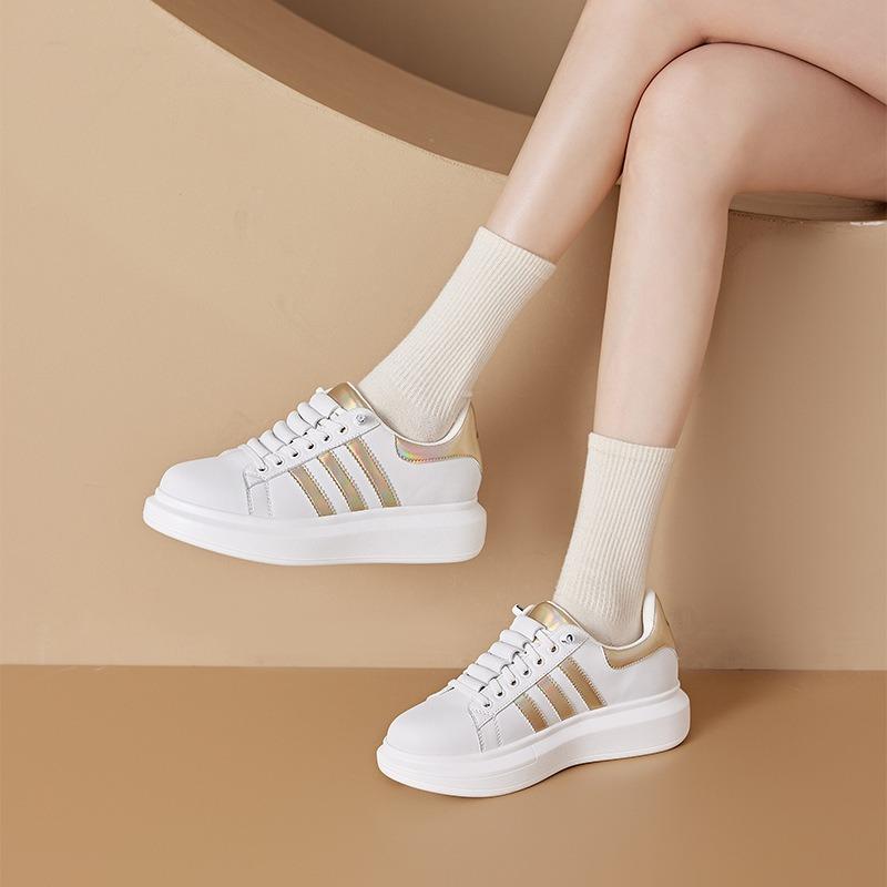 Thick-soled Leather Little White Shoes Women's Spring Breathable Small-size Board Shoes Women's Soft-soled Comfortable and Thin Casual Women's Shoes