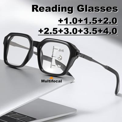 Classic Men's Square Reading Glasses Casual Blue Light Blocking Presbyopic Eyewear Women Male Progressive Multifocal Glasses