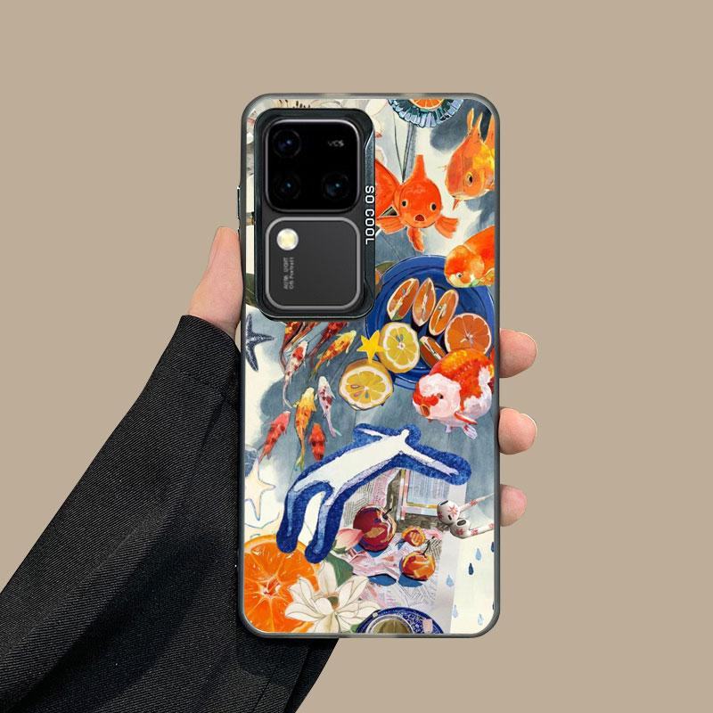 For Samsung Galaxy S25 S24 S23 S22 Ultra Plus S21 S23 S24 FE Laser Phone Case Colorful Sardine Lobster Fish Ocean Animal Covers