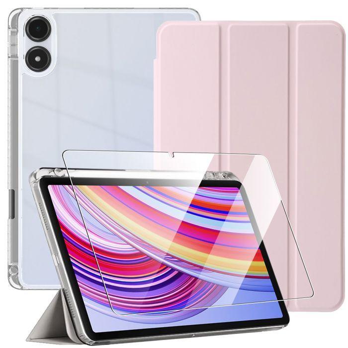Coque + Verre Trempé - BOOLING - pour Xiaomi Redmi Pad Pro 12,1" - Protection Silicone - Emplacement Stylet - Rose