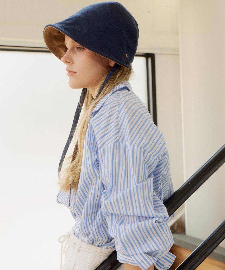 Baniseunyuyog 26Ss Davi Reversible Bonnet Hat Navy