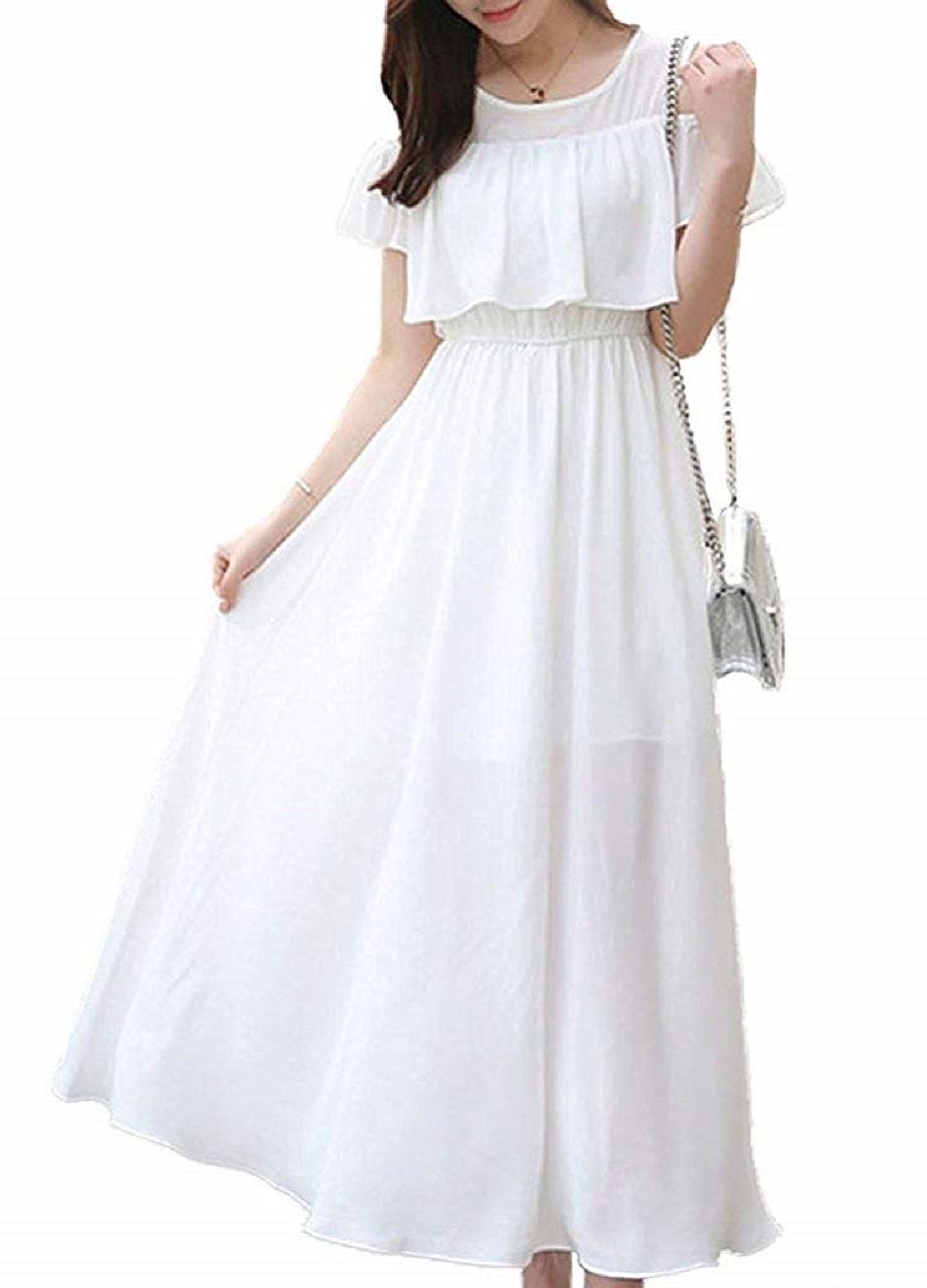 

Mimi Chiffon Long Size XL M s Off-the-Shoulder Dress, Sexy, Women s, Summer, Stylish, Resort, White, Large, белый