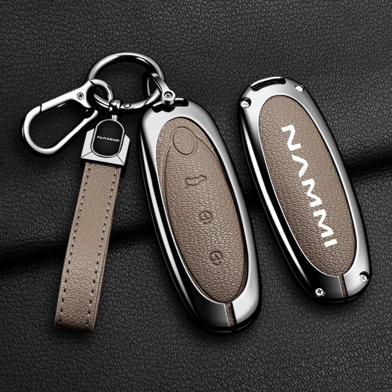 

Car Key Case Cover Shell Fob For Dongfeng Nammi 01New Engery High Level Zinc Alloy Leather Keychain Protective Accessories