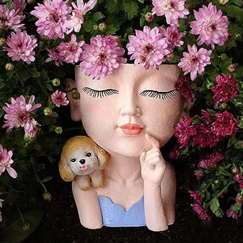 Cute Portrait Gypsum Flower Pot Silicone Mold Epoxy Resin Casting Mold Succulent Vase Cement Clay Mold Pen Holder Mold