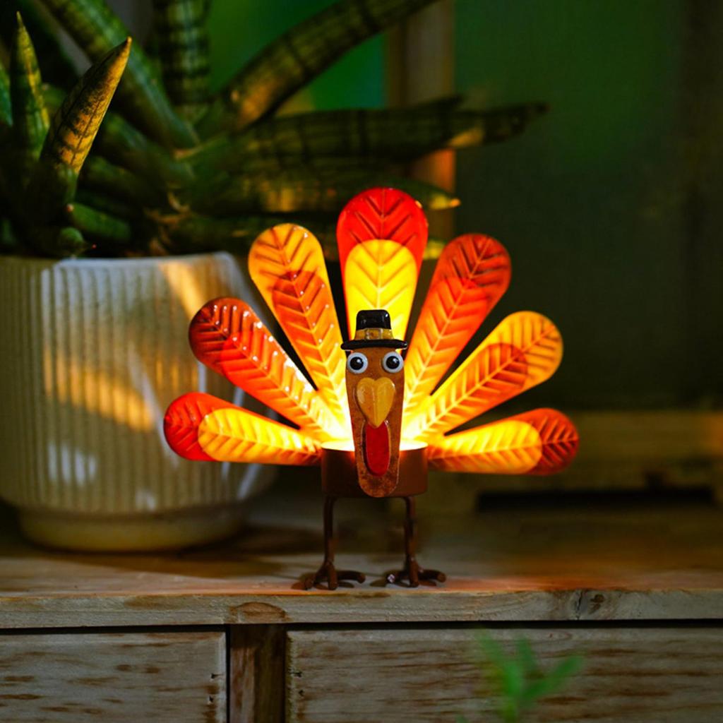 Thanksgiving Tealight Holders Alloy Fall Harvest Candle Holder Turkey Design Harvest Theme Candlestick For Table Centerpiece