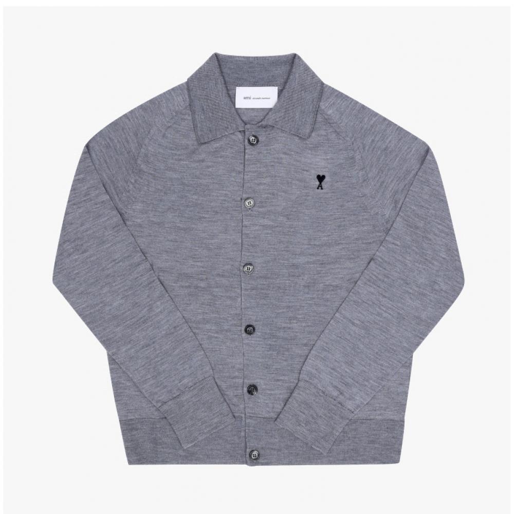 Ami Men S De Queh Small Heart Logo Polo Cardigan 0504