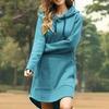 Plus Size Women Casual Long Sleeve Pocket Drawstring Loose Hoodie Mini Dress