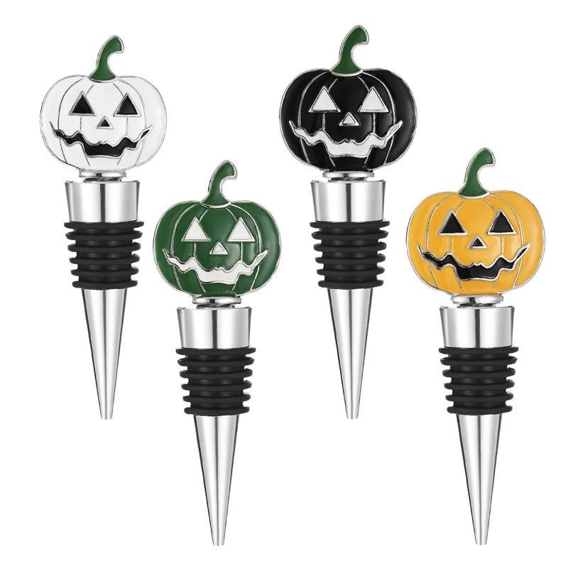Halloween Wine Stopper In Pumpkin Shape, A Festive Gift, Zinc Alloy Wine Bottle Stopper for Preservation and Sealing