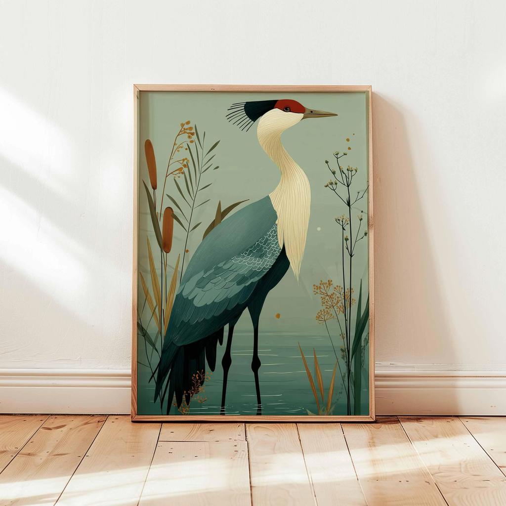 Cranes Flying Poster, Japanese Art Print, Traditional Ink Painting, Elegant Bird Art, Nature Wall Decor Oriental Landscape Decor