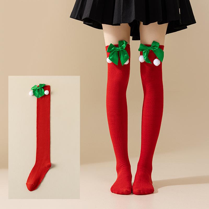 Women Over Knee Socks Christmas Diagonal Striped Christmas Thigh High Stockings Knee High Socks