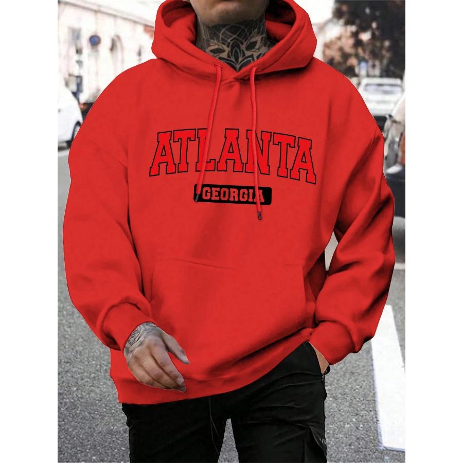 

Atlanta Feorgia Atlanta Feorgia Printing Мужская толстовка Harajuku Casual Hoody Модная свободная толстовка с капюшоном Винтажные флисовые топы 3XL красный