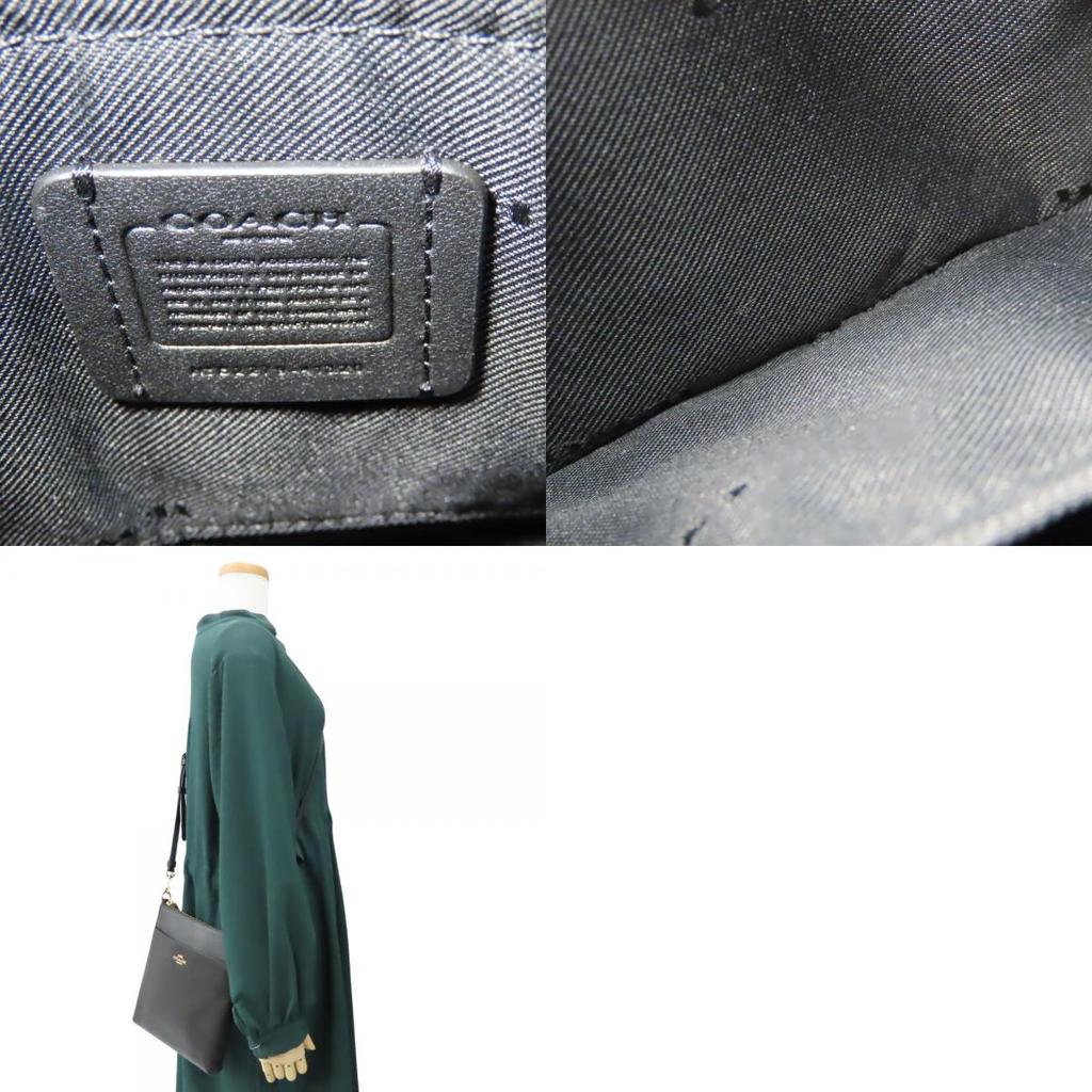 Used COACH Shoulder Bag 41320 leather black simple