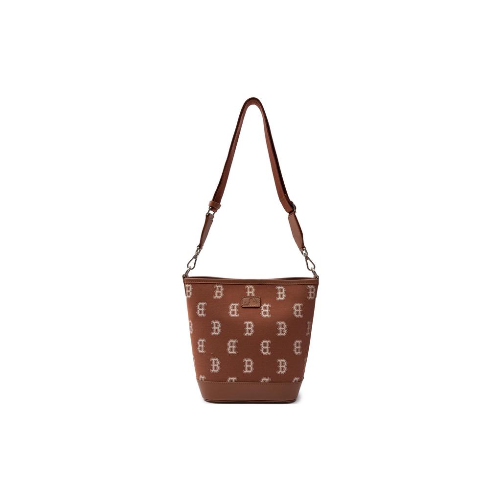 MLB SS23 New York Yankees Large Logo Print Vintage Floral Adjustable Shoulder Strap Casual Bucket Bag Women bags Brown 3ABML023N-43BRS