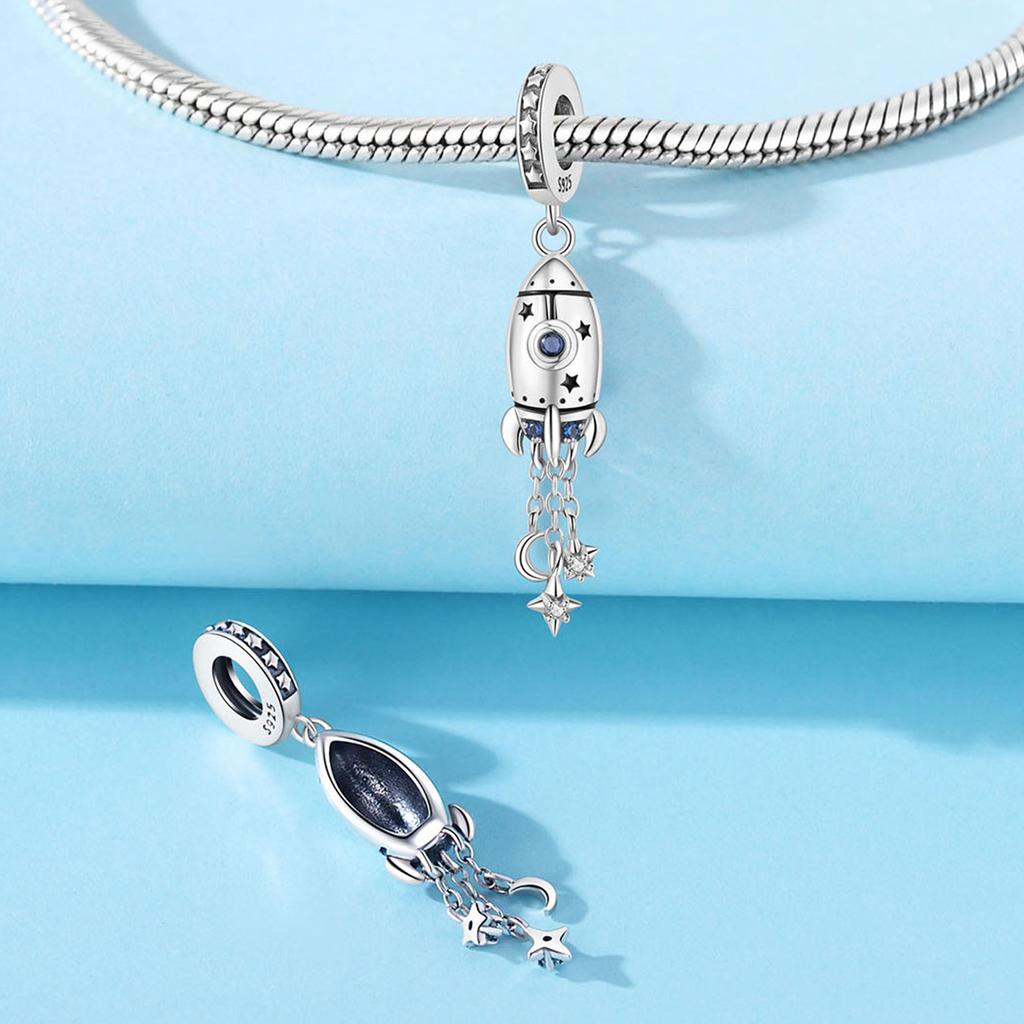 Beads Copper Charms Original Rocket Space Pendant Beads Fit Bracelet Jewelry Diy Women Fine Gift Accessory