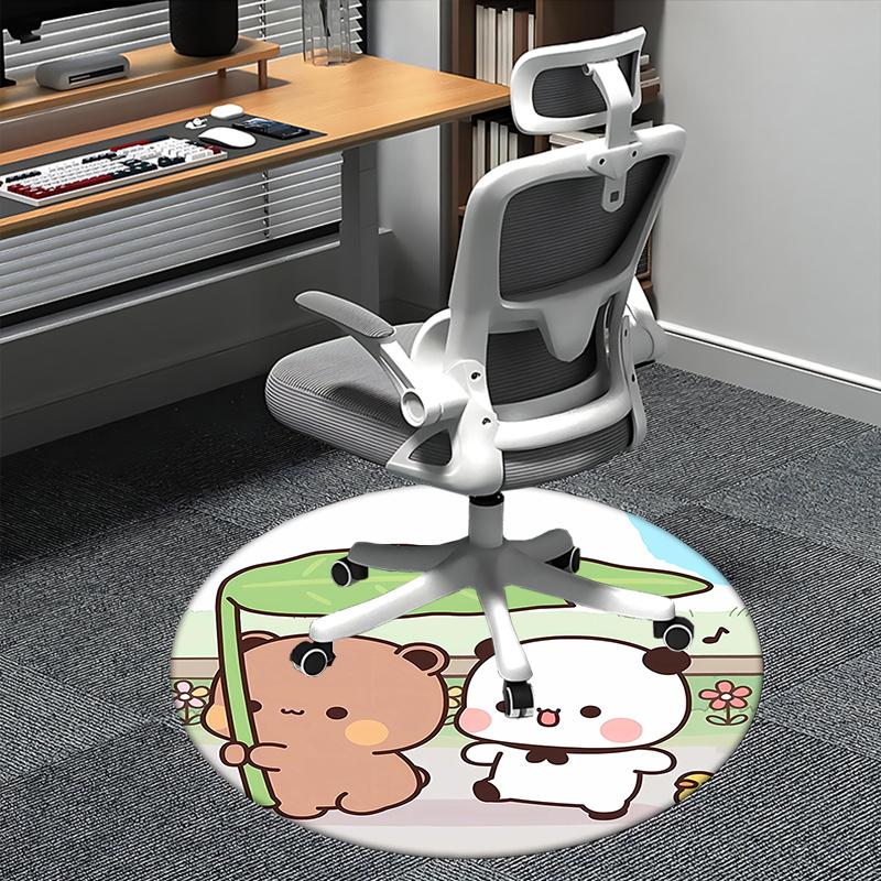 Cute Animal Friends,Kawaii Panda Bear Chair mat Round Rug Office carpet,Non slip, Suitable for Living Rooms, Bedrooms Decor1205065a