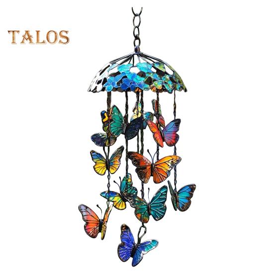 

Бабочка ветряная музыка металлический витраж ветряная музыка подвесное украшение для внутреннего наружного сада патио веранда домашний декор E