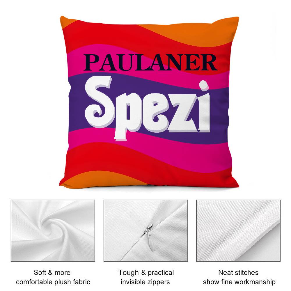 P-Paulaner Spezi Logo Povlak na polštář Plyšová látka Měkký Oboustranný potisk Potah na polštář na pohovku Potahy na dekorační polštáře