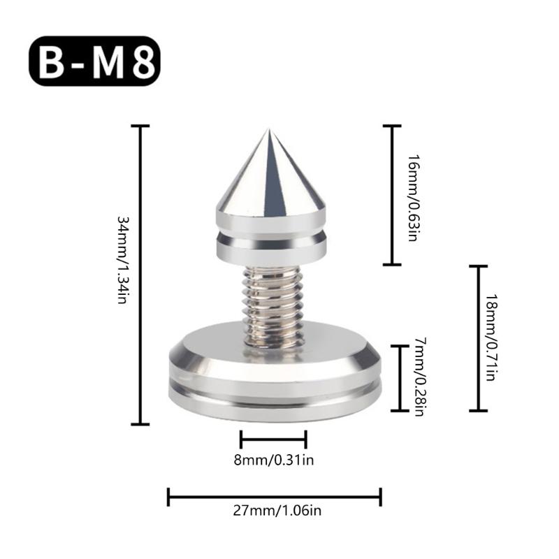 1Set Silver Metal Speaker Spikes Insulation Feet Enhances Sound In HiFi Systems Auditory Isolation Padsr